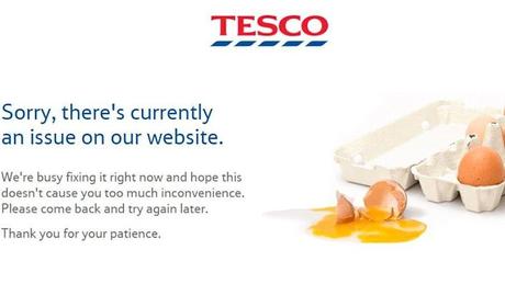 Message d'erreur du site Web Tesco