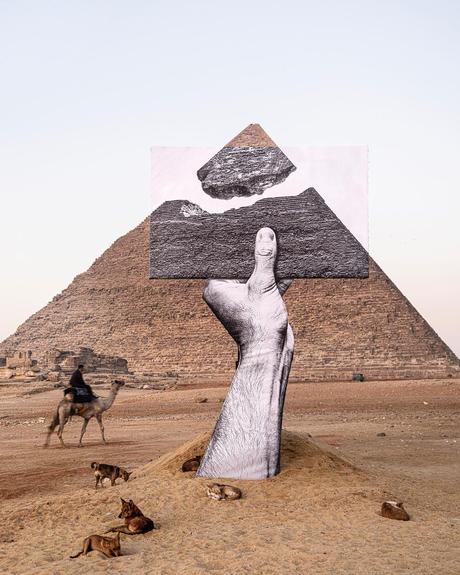 L’artiste JR fait flotter une pyramide de Guizeh dans le ciel d’Égypte