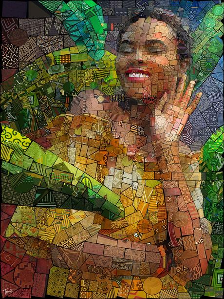 Charis Tsevis Briques Africaines Mosaïque Portrait Art