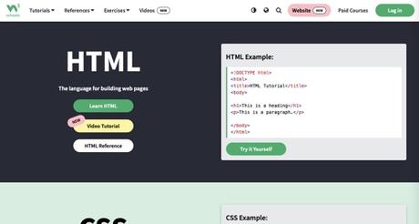 Page d'accueil de W3Schools