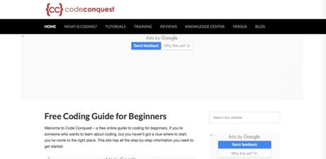 Page d'accueil de Code Conquest