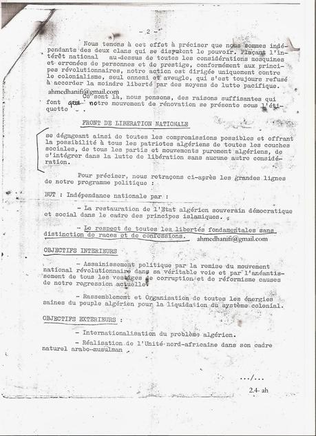 760_ Proclamation du 1° novembre 1954