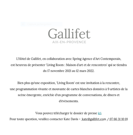 Hôtel de Gallifet – Aix en Provence – « Living Room »