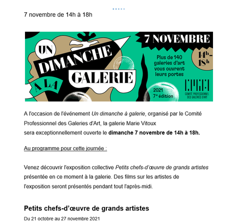 Galerie Marie Vitoux  – un belle journée le 7 Novembre 2021