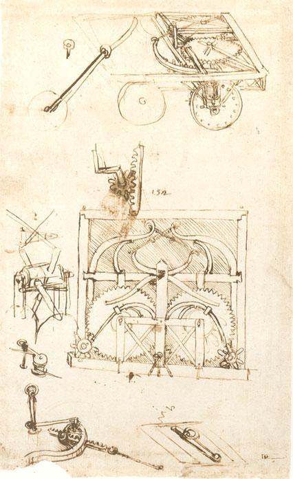 Autour de 1493, Léonard de Vinci esquisse un chariot ingé...