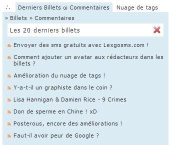 Amélioration des derniers billets et commentaires !