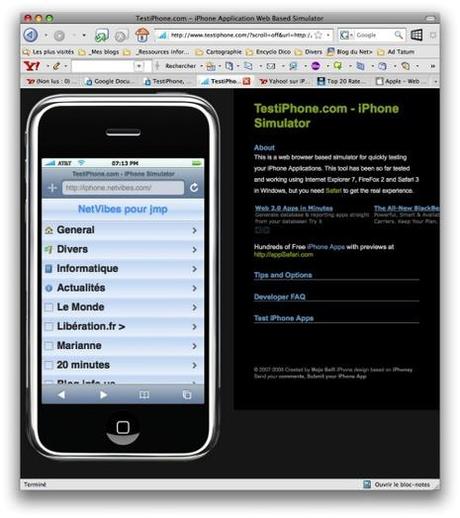 TestiPhone, un simulateur d'iPhone
