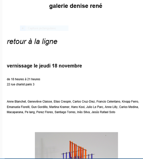 Galerie Denise René ( rue Charlot)   » Retour à la ligne » à partir du 18 Novembre 2021