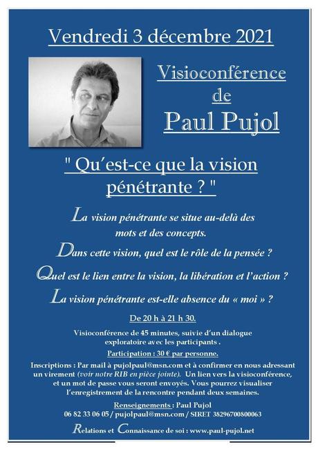 Le 3 décembre 2021: Visioconférence de Paul PUJOL 