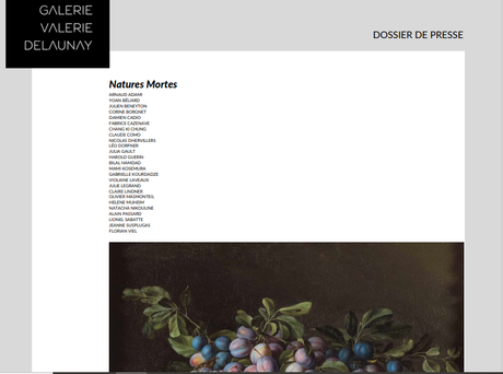 Galerie Valérie Delaunay « Natures mortes » 18/11 au 24/12/2021