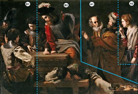 4 : Reniement de Pierre : L’expansion du prototype 1625 ca Nicolas Tournier, Le Reniement de saint Pierre Prado schema 2