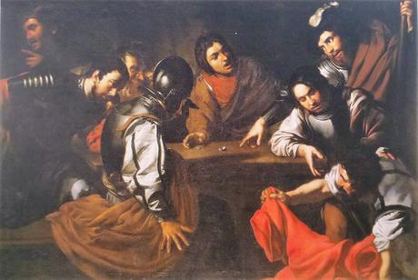 1615-16 Valentin de Boulogne Soldats jouant aux des la tunique du Christ coll part detail