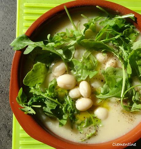 Haricots blancs, pâtes et roquette