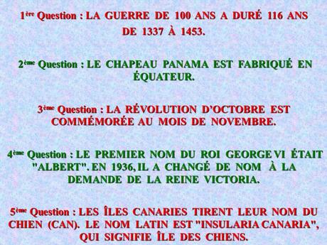Divers - Qui peut répondre rapidement à ces questions sans regarder le Net....