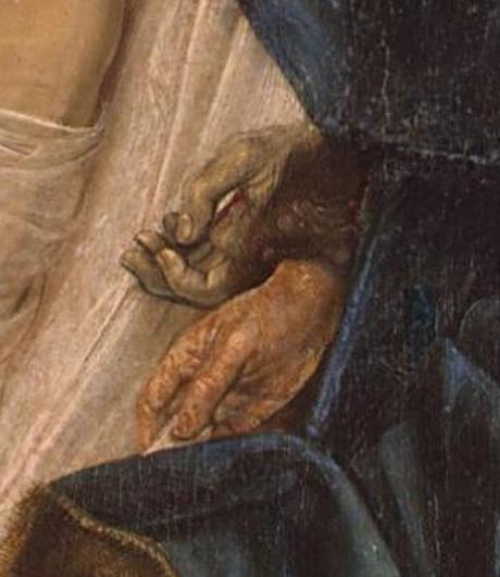 Hugo_van_der_Goes_-1467-68 _The_Lamentation_Kunsthistorisches Museum Vienne detail clous detail mains