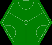 Terrain de football a trois côtés