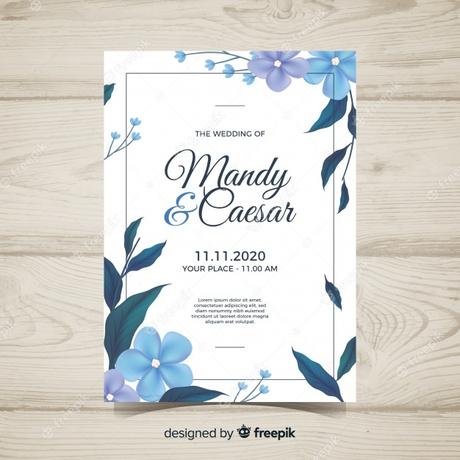 Free Vector Lovely Floral Wedding Invitation With Realistic Design