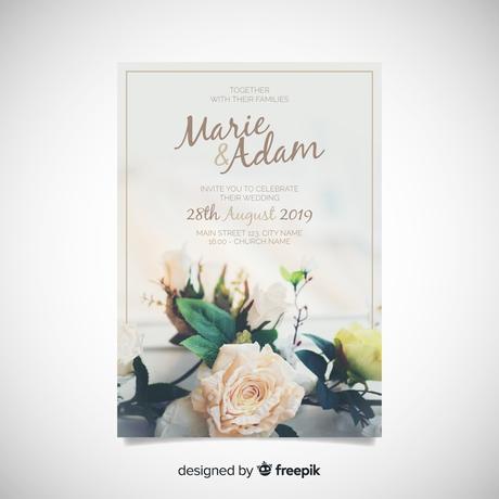 Free Vector Wedding Invitation Template With Photo