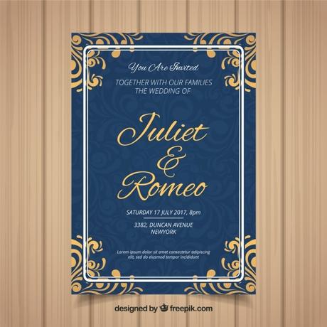 Free Vector Wedding Invitation Card With Different Ornaments