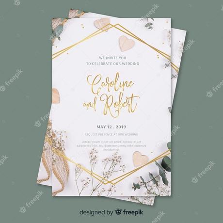 Free Vector Wedding Invitation Template With Photo