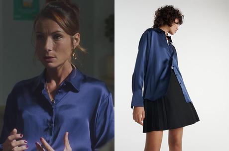 DEMAIN NOUS APPARTIENT : la chemise en soie bleue de Raphaëlle dans l’épisode 1067
