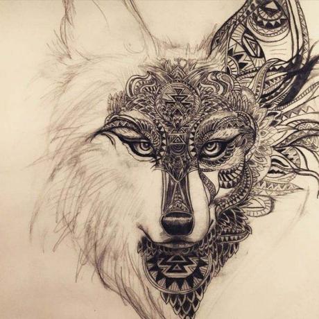 Tatouage loup et tête de loup - modèles et signification en images