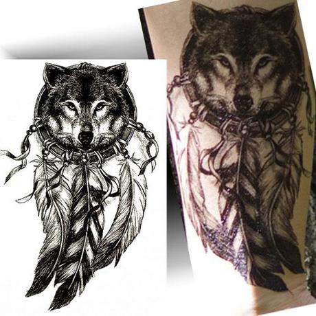 Tatouage éphémère loup esprit | Tattoo temporaire animal Mikiti