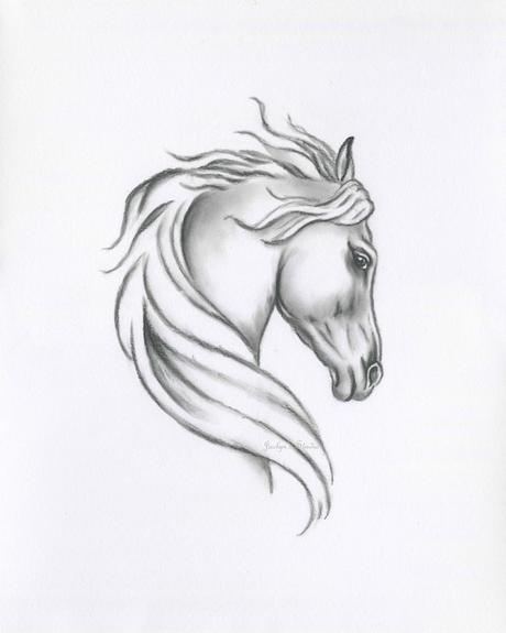 Croquis ORIGINAL de cheval cheval au fusain dessin 8 x | Etsy