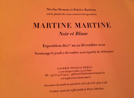 Galerie Nicolas Deman –  exposition Martine Martine « Noir et Blanc »
