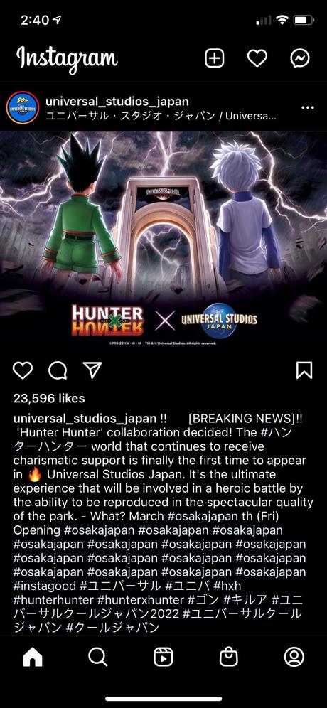 Japon : le parc Universal Studios va lancer un espace Hunter X Hunter