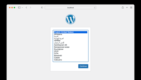 Comment configurer l’authentification unique entre FusionAuth et WordPress Choisir une langue pour l'installation de WordPress.