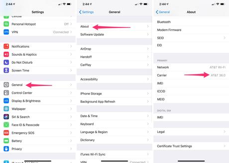 7 trucs et astuces pour vous aider à augmenter votre faible signal téléphonique iphone-view-carrier-settings