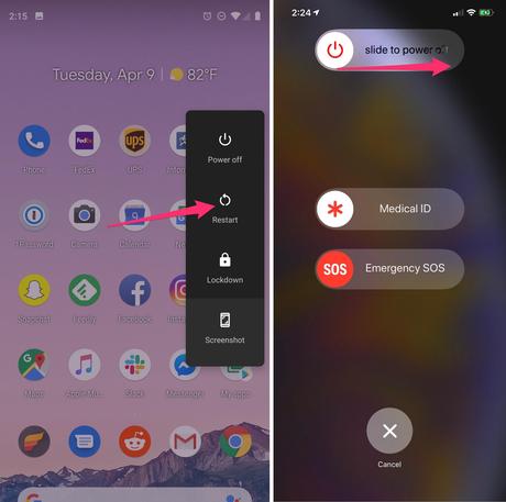7 trucs et astuces pour vous aider à augmenter votre faible signal téléphonique redémarrer-android-iphone