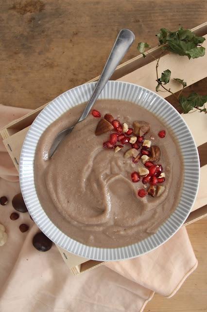 Cuillère et saladier : Velouté chou fleur, châtaignes, noisettes