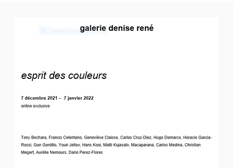 Galerie Denise René »  Esprit des couleurs  » à partir du 7 Décembre 2021