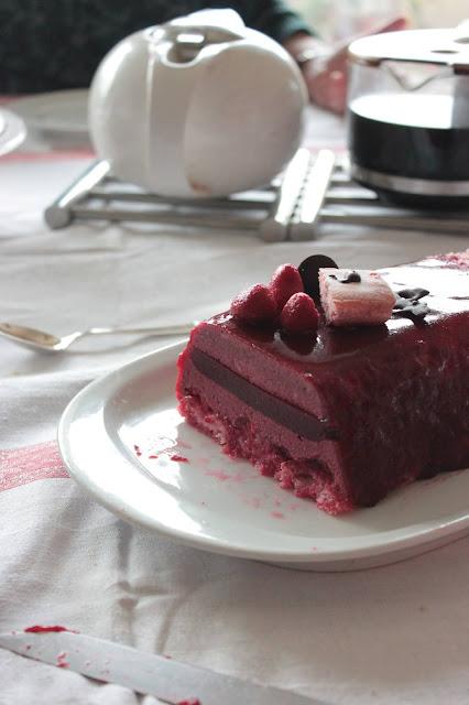 Bûche framboise-vin chaud (vegan - végétarien)