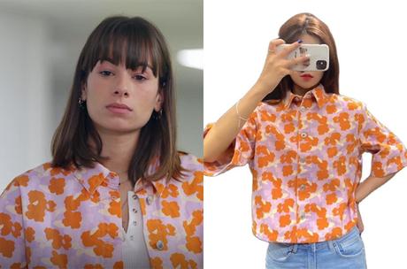 INFLUENCES : la blouse à fleurs oranges d’Ilona dans l’épisode 58