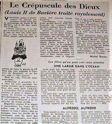 Le Crépuscule des Dieux — Louis II de Bavière traité royalement — Un article de Michel Duran  (1973)