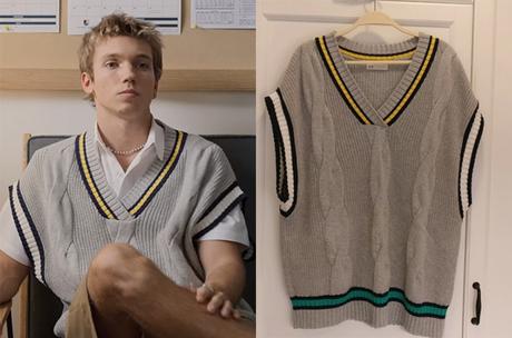 REBELDE : Luka’s grey cable-knit sleeveless sweater in S1E07
