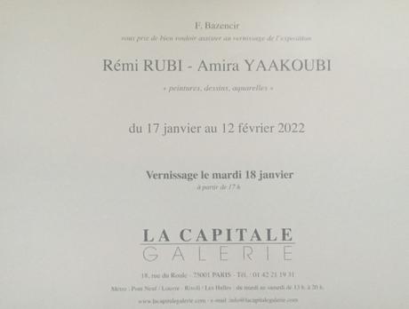 Galerie La Capitale – exposition Rémi Rubi & Amira Yaakoubi  17 Janvier au 12 Février 2022