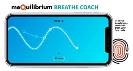 Le nouvel outil Breathe Coach de meQuilibrium permet aux membres d'utiliser l'appareil photo d'un smartphone pour suivre leur rythme cardiaque le long d'un stimulateur respiratoire afin de montrer leurs progrès en temps réel.