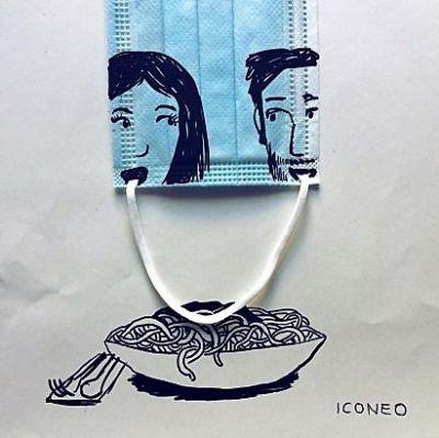 Détournements masques bleus par Iconeo