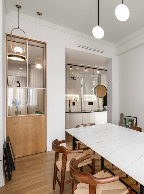 appartement transparent salle à manger déco meuble mid-century modern