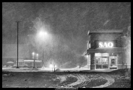 Tempête le soir en noir et blanc…