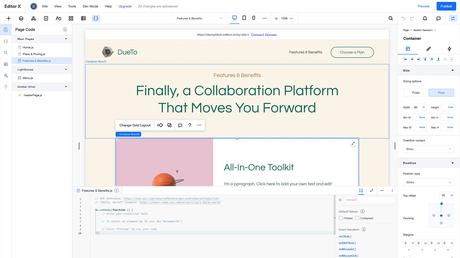 Examen du créateur de site Web Editor X Capture d'écran de l'éditeur Editor X