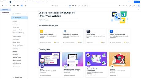 Examen du créateur de site Web Editor X Le marché des applications de Wix