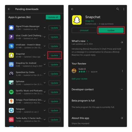 Snapchat ne fonctionne pas ? Voici 8 solutions faciles ! mettre à jour snapchat