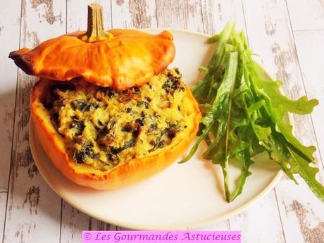 Pâtisson farci avec un reste de boulgour et de houmous (Vegan)