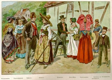 Costumes Traditionnels en Alsace par Jebulon. Domaine public via Wikimedia Commons