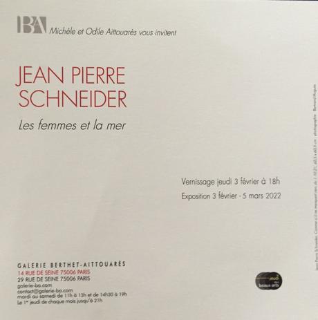 Galerie Berthet-Aittouarès  Exposition : Jean-Pierre SCHNEIDER  » Les femmes et la mer »  3 Février au 5 Mars 2022.